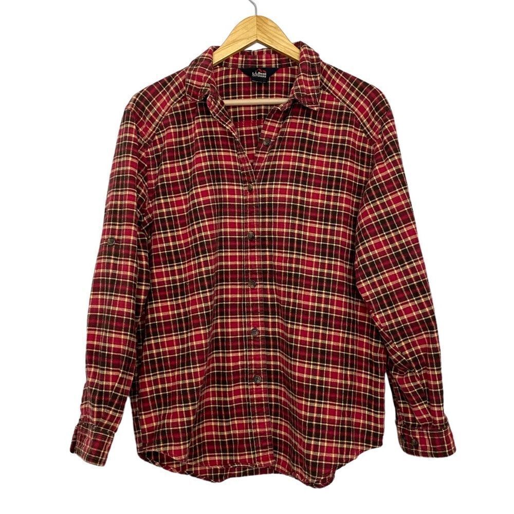 L.L. Bean Outdoor Plaid Button Up Shirt Ranch Cowgirl Western Women's S Medium